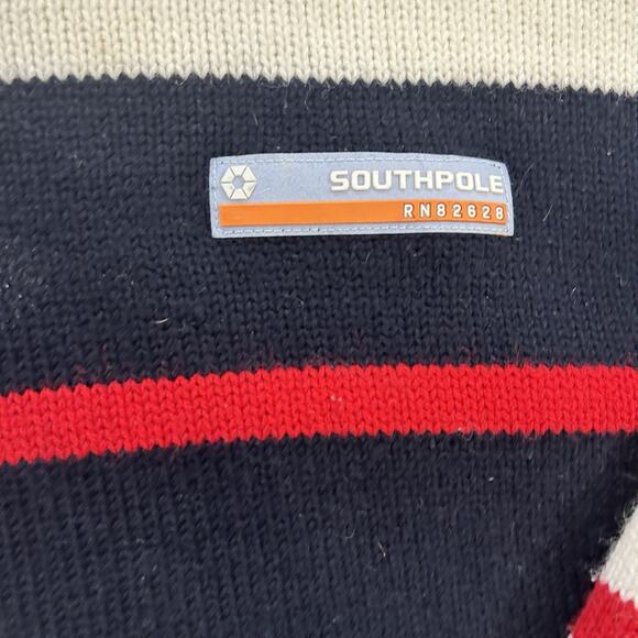 Vtg Southpole Sweater Mens XL Mock Turtleneck Striped Multicolor 90s Y2k Hip Hop - Picture 3 of 11